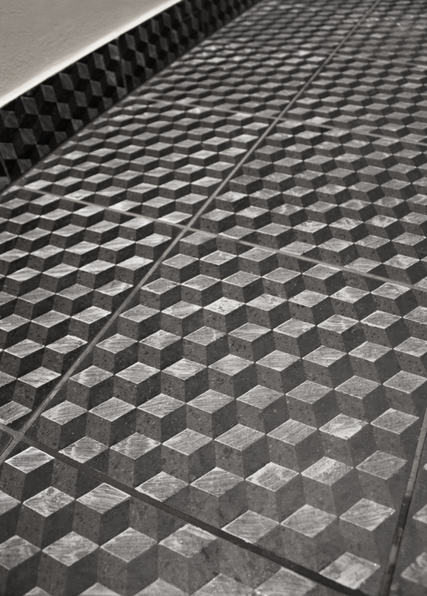 Cubic Tile Pattern Cubic patterned lava stone entrance - Made a Mano